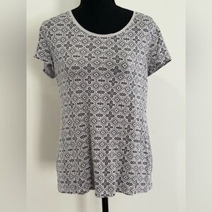 Banana Republic M Luxe Touch Short Sleeve Patterned Tee - Gray & Dark Grey 468